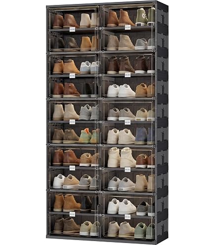 Amazon｜Pekaro シューズボックス 樹脂製 8段 透明 90*30*120cm